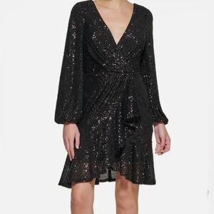 Eliza J Elegant Black Sequin Dress